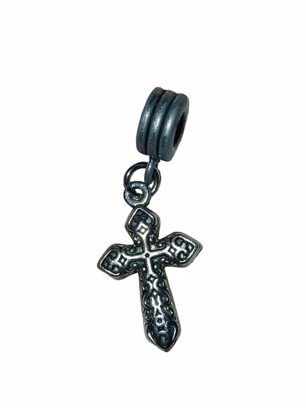 Vintage Ornate Cross Charm Sterling Silver Compatible With Pandora Bracelet